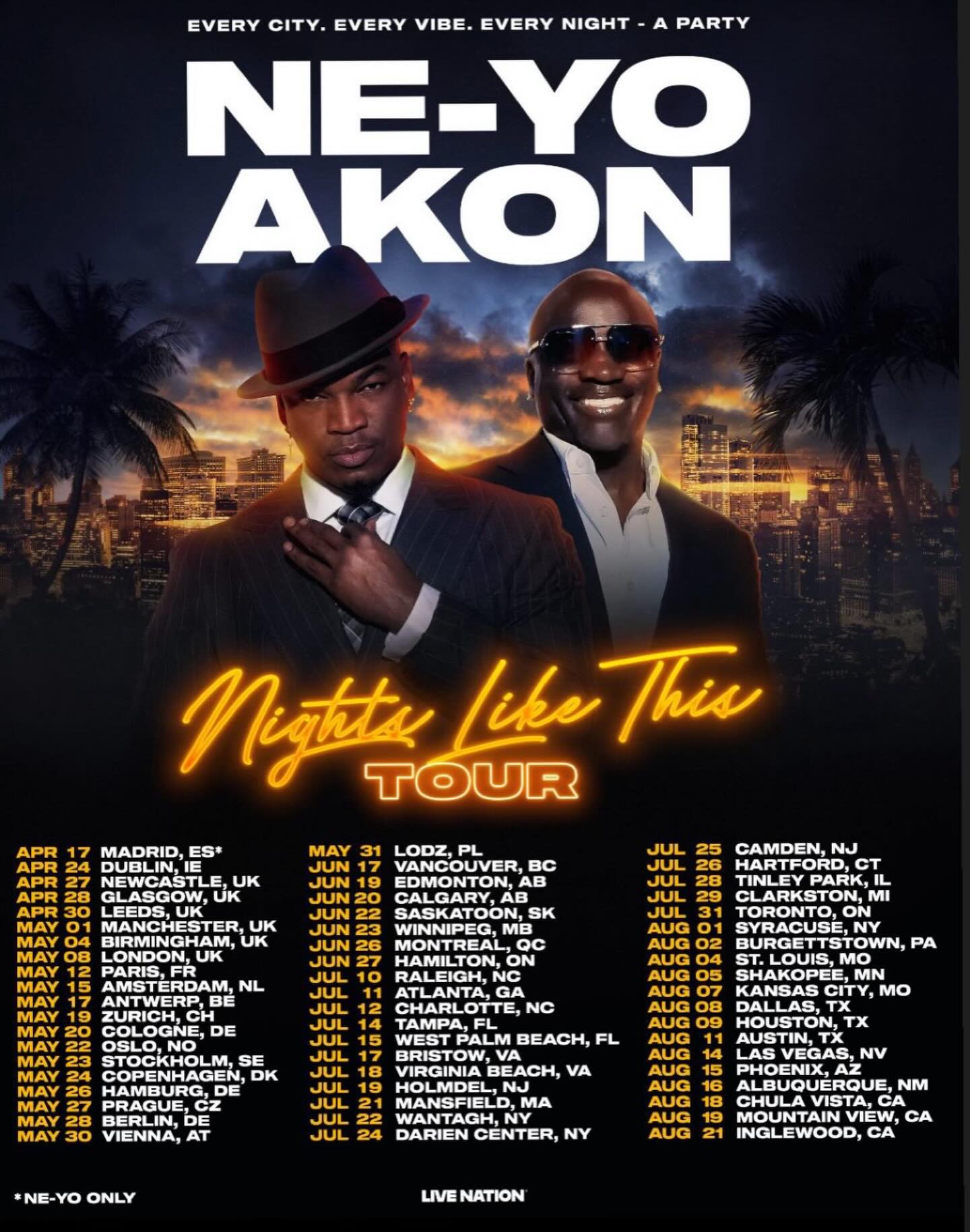 Ne-Yo Nights Like This Tour Poster 2026
